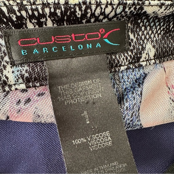 CUSTO BARCELONA Vintage 90s Y2K Artsy Print Sleeveless Dress Purple Blue Size S - Picture 10 of 12